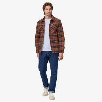 Patagonia Mens Insulated Organic Cotton Midweight Fjord Flannel Shirt - Ice Caps: Burl Red
