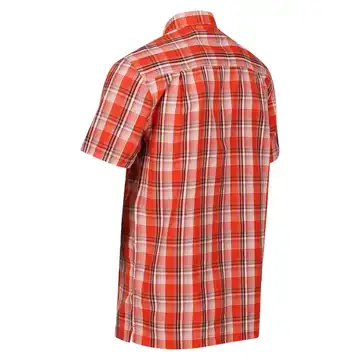 Regatta Mens Mindano VII Short Sleeved Shirt | Rusty Orange Check