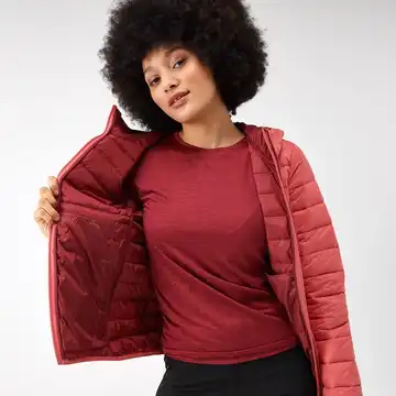 Regatta Womens Hooded Marizion Baffled Jacket | Mineral Red