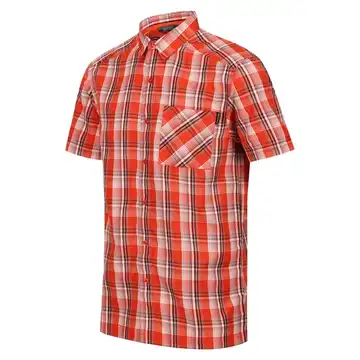 Regatta Mens Mindano VII Short Sleeved Shirt | Rusty Orange Check
